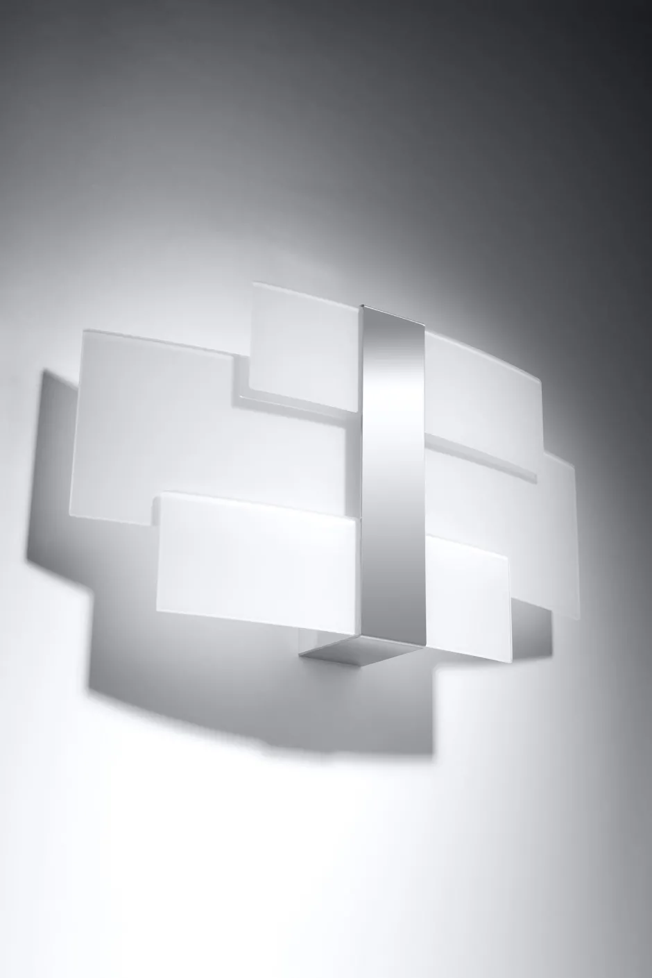 Sollux Wandlampe Glas Metall 42 cm blendarm Weiß Chrom 2x G9< Wandleuchten|Flurlampen