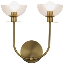 Wandleuchten|Metall Lampen*Elstead Wandlampe Glas Metall B: 30,5 cm in Gold 2x E14