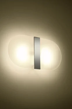 Sollux Wandlampe Glas Metall blendarm 35 cm breit Weiß Chrom< Flurlampen|Wandleuchten