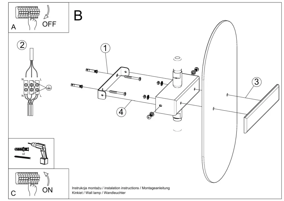 Sollux Wandlampe Glas Metall blendarm 35 cm breit Weiß Chrom< Flurlampen|Wandleuchten