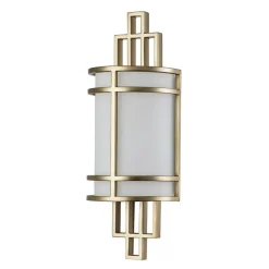 Elstead Wandlampe Glas Metall H: 39 cm Creme Messing SHOJI< Wandleuchten|Flurlampen