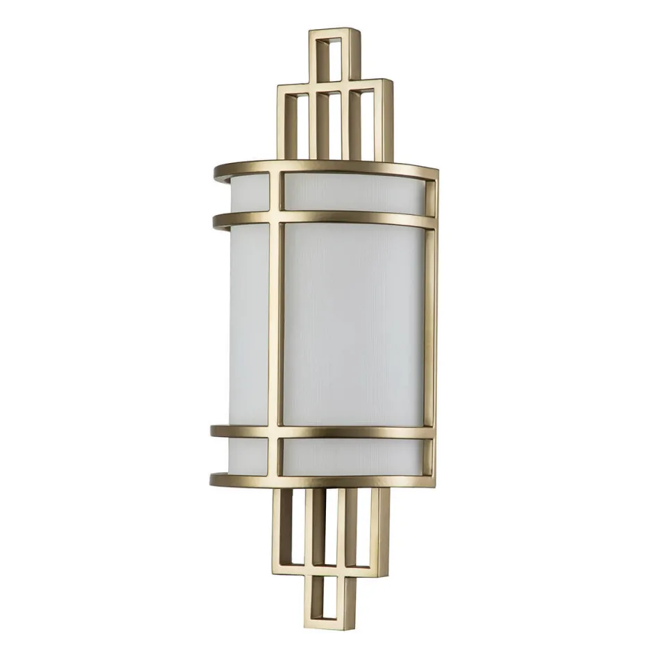 Elstead Wandlampe Glas Metall H: 39 cm Creme Messing SHOJI< Wandleuchten|Flurlampen