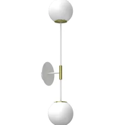 Luminex Wandlampe Glas Metall in Weiß Gold H:80 cm E27 Kugeln< Wandleuchten|Glaslampen