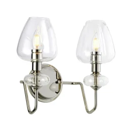 Elstead Wandlampe Glas Metall in Nickel Klassisch MAIYA< Wandleuchten|Glaslampen