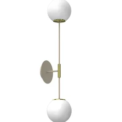 Luminex Wandlampe Glas Metall in Beige Gold H:80 cm E27 Kugeln< Wandleuchten|Glaslampen