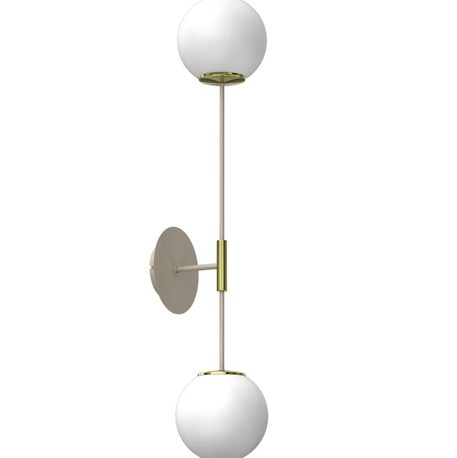 Luminex Wandlampe Glas Metall in Beige Gold H:80 cm E27 Kugeln< Wandleuchten|Glaslampen
