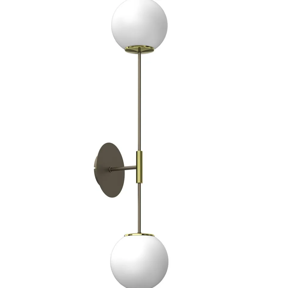 Wandleuchten|Glaslampen*Luminex Wandlampe Glas Metall in Gold Weiß H:80 cm E27 Kugeln