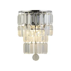 Searchlight Wandlampe Glas Metall Modern H:30 cm E14 IP44 in Chrom< Wandleuchten|Flurlampen