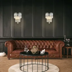 Searchlight Wandlampe Glas Metall Modern H:30 cm E14 IP44 in Chrom< Wandleuchten|Flurlampen