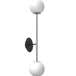 Wandleuchten|Glaslampen*Luminex Wandlampe Glas Metall Schwarz Weiß Chrom H:80 cm Kugeln