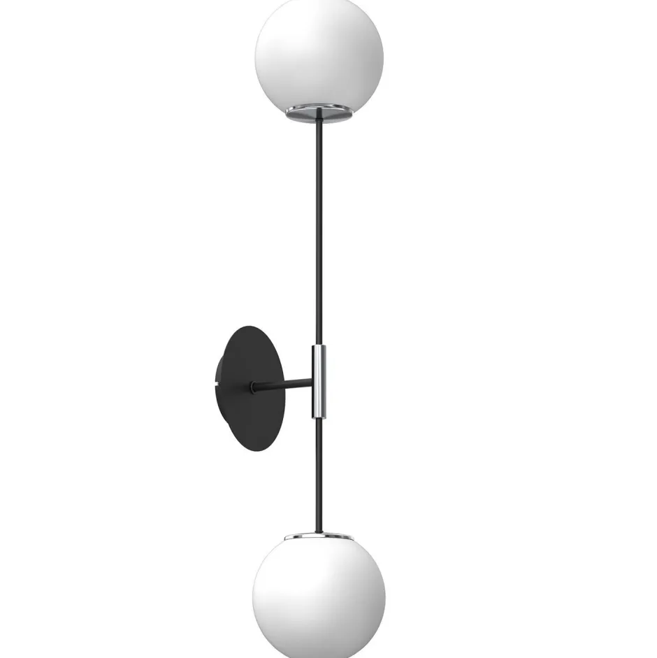 Wandleuchten|Glaslampen*Luminex Wandlampe Glas Metall Schwarz Weiß Chrom H:80 cm Kugeln