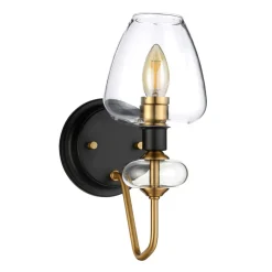 Elstead Wandlampe Glasschirm in Schwarz Messing E14 MAIYA< Wandleuchten|Glaslampen