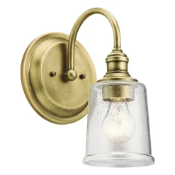 Elstead Wandlampe Glasschirm Metall Jugendstil in Messing LIODA< Wandleuchten|Küchenlampen