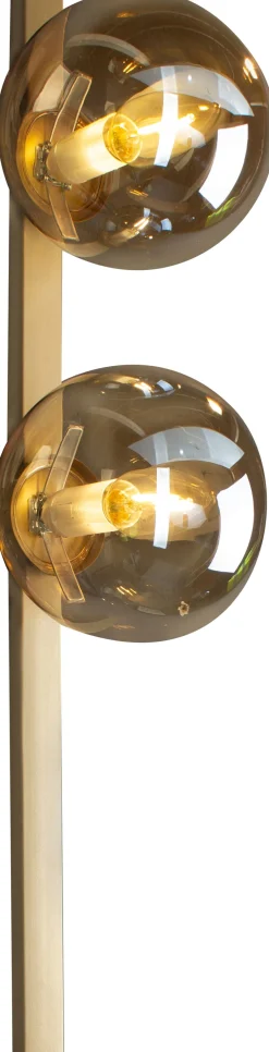 Eco-Light Wandlampe Gold Bernstein Glaskugel E14 H:60 cm 2-flmg< Wohnzimmerlampen|Glaslampen