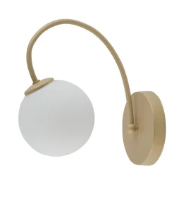 Sigma Wandlampe Gold Glas Metall geschwungen H:25 cm elegant< Wandleuchten|Küchenlampen