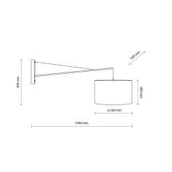 TK Lighting Wandlampe groß T: 1 m B: 38 cm XXL Schwarz E27 Metall Stoff< Wandleuchten|Schlafzimmer Lampen