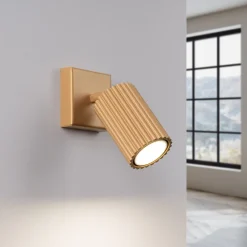 Flurlampen|Wohnzimmerlampen*Sollux Wandlampe GU10 B: 8 cm klein schwenkbar aus Aluminium in Gold