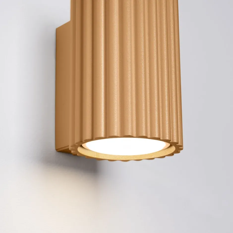 Flurlampen|Wohnzimmerlampen*Sollux Wandlampe GU10 Modern aus Aluminium klein H: 10 cm in Gold