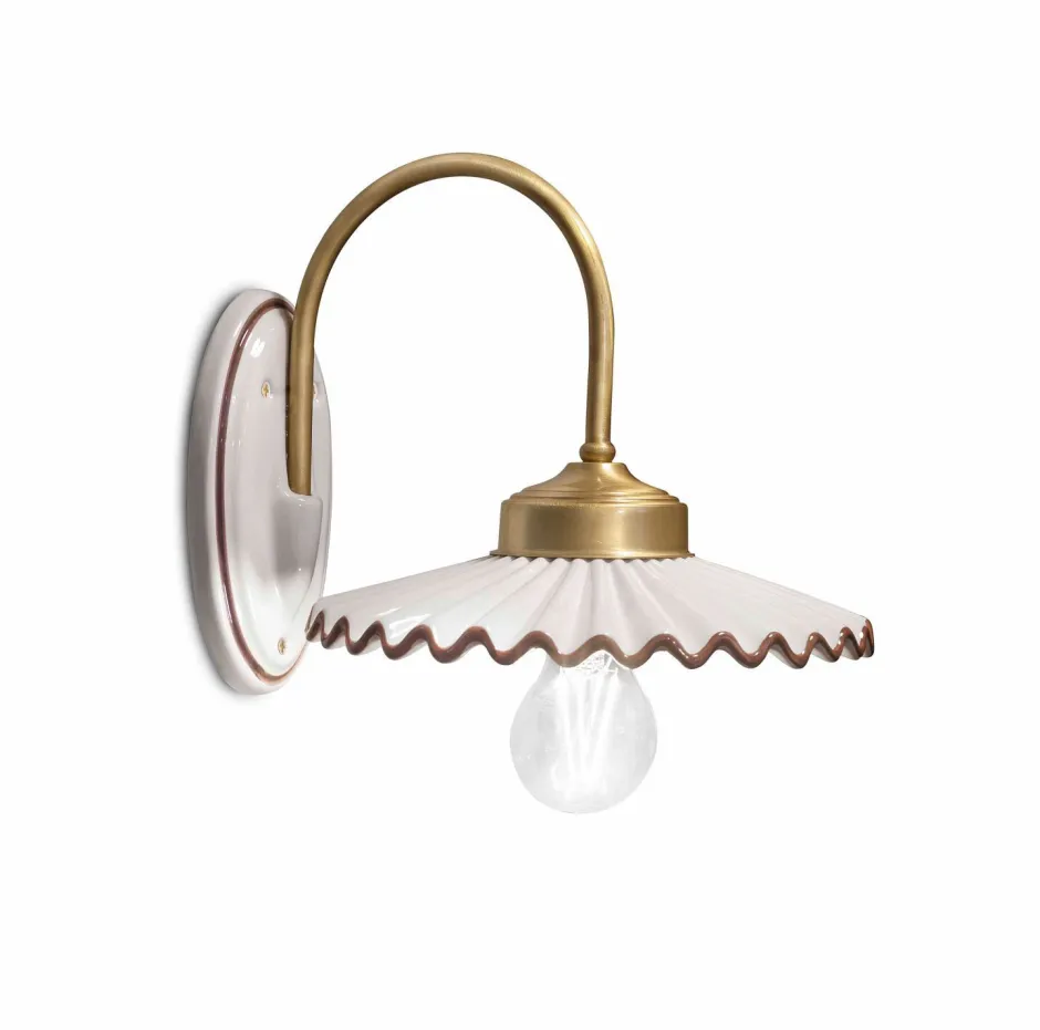 Wohnzimmerlampen|Keramiklampen*Ferroluce Wandlampe Handarbeit Keramik B: 26 cm E27 Landhausstil