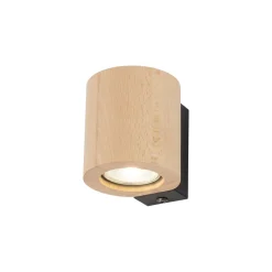 TK Lighting Wandlampe Holz Metall GU10 H: 8,5 cm klein Downlight< Wandleuchten|Flurlampen