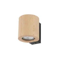 TK Lighting Wandlampe Holz Metall GU10 H: 8,5 cm klein Downlight< Wandleuchten|Flurlampen