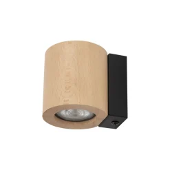 TK Lighting Wandlampe Holz Metall GU10 H: 8,5 cm klein Downlight< Wandleuchten|Flurlampen