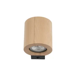 TK Lighting Wandlampe Holz Metall GU10 H: 8,5 cm klein Downlight< Wandleuchten|Flurlampen