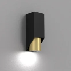 Wandleuchten|Flurlampen*Luminex Wandlampe in Schwarz Messing GU10 stilvoll akzentuiert