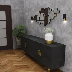 Wandleuchten|Flurlampen*Luminex Wandlampe in Schwarz Messing GU10 stilvoll akzentuiert