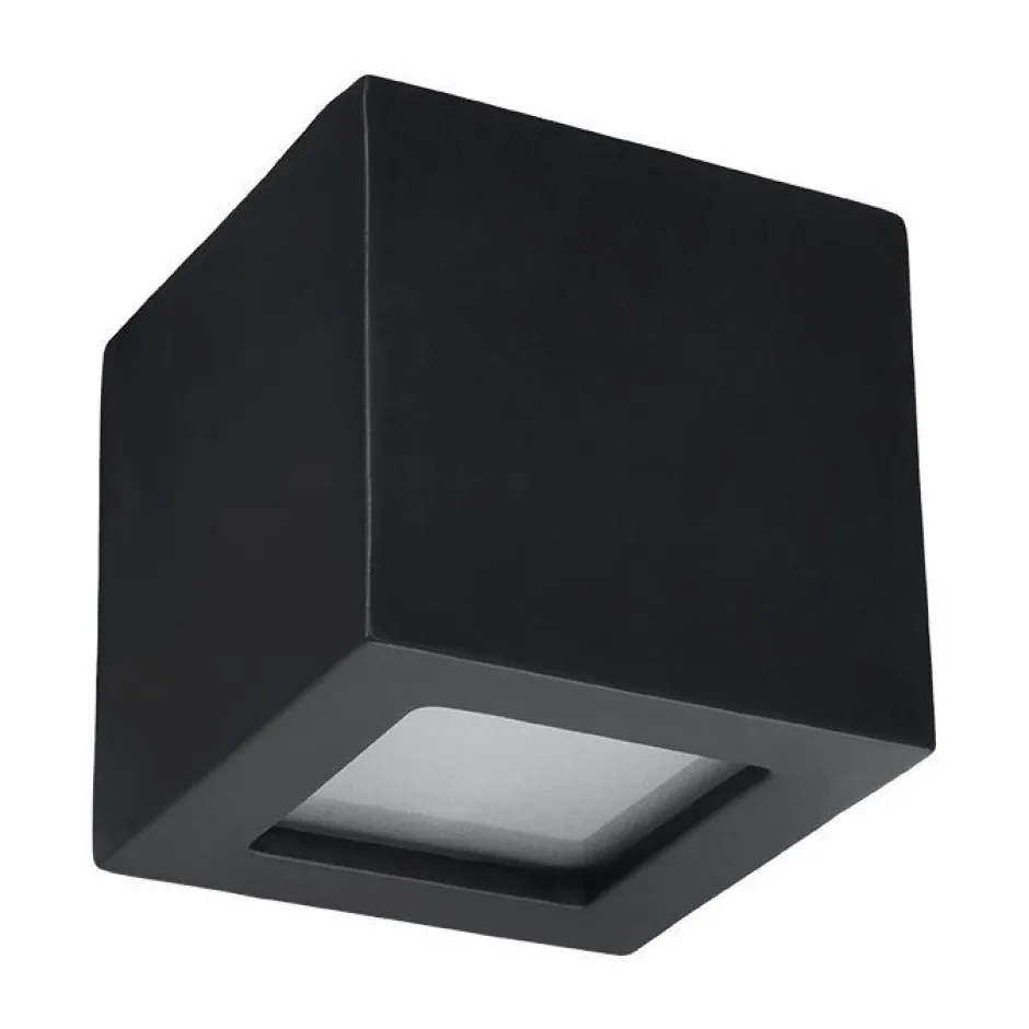 Sollux Wandlampe indirekt Up Down Schwarz Keramik eckig klein< Wandleuchten|Flurlampen