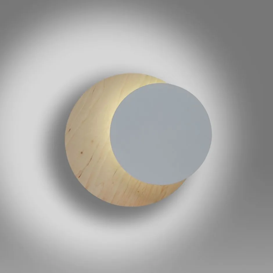 Emibig Wandlampe innen Holz Metall G9 rund indirekte< Wohnzimmerlampen|Holzlampen