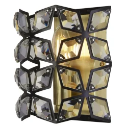 Searchlight Wandlampe innen Kristall H: 18 cm E14 in Messing Schwarz< Wandleuchten|Flurlampen