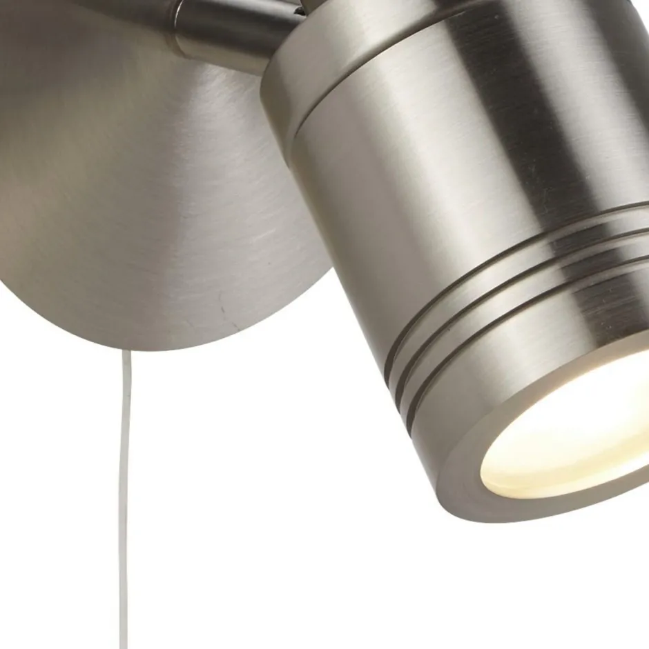 Searchlight Wandlampe IP44 GU10 in Silber matt Bad mit Schalter< Wohnzimmerlampen|Metall Lampen