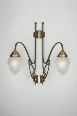 Berliner Messingleuchten Wandlampe Jugendstil Berliner Messing Glas H:67 cm E27< Wohnzimmerlampen|Küchenlampen