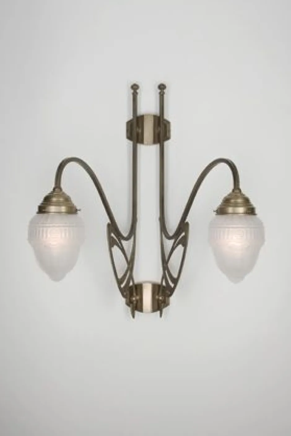 Berliner Messingleuchten Wandlampe Jugendstil Berliner Messing Glas H:67 cm E27< Wohnzimmerlampen|Küchenlampen