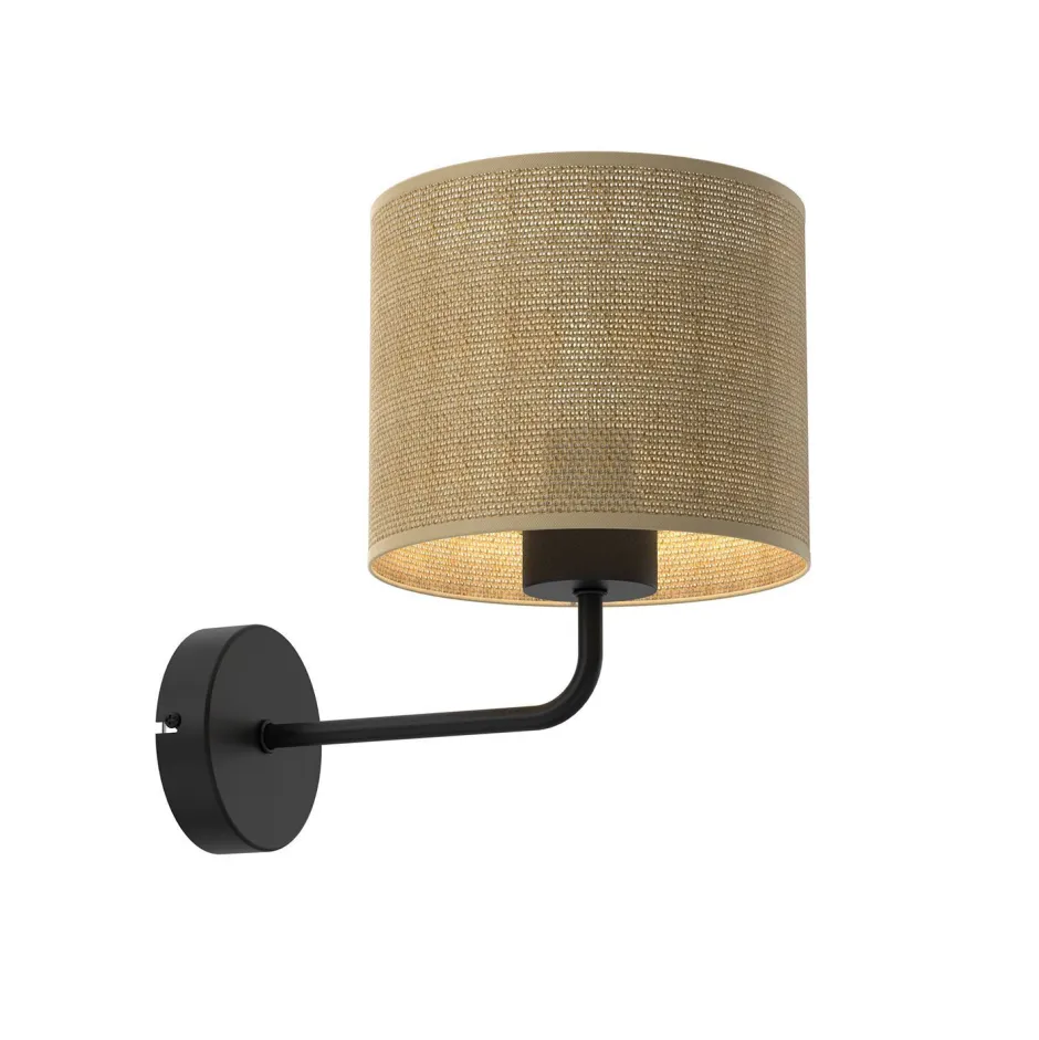 Wandleuchten|Schlafzimmer Lampen*Luminex Wandlampe Jute Metall Schwarz T:26 cm E27 blendarm