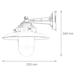 Lido Wandlampe KAVALA Messing Glas IP64 Maritim E27< Rustikale Lampen|Metall Lampen