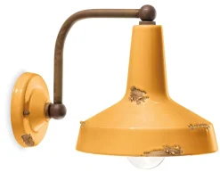 Ferroluce Wandlampe Keramik E27 H: 21 cm Vintage Gelb Handarbeit< Wohnzimmerlampen|Keramiklampen