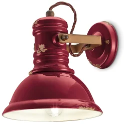 Ferroluce Wandlampe Keramik Metall E27 verstellbar Rot Shabby Antik< Wohnzimmerlampen|Keramiklampen
