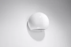 Keramiklampen|Küchenlampen*Sollux Wandlampe Keramik rund B: 17 cm klein Weiß E27 Up Down