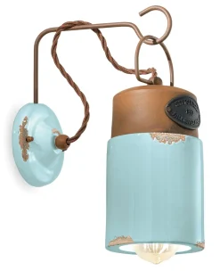 Wohnzimmerlampen|Keramiklampen*Ferroluce Wandlampe Keramik Schirm H: 33 cm E27 Vintage Design