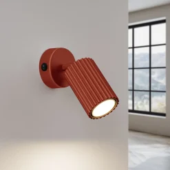Sollux Wandlampe klein B: 8 cm Rot schwenkbar aus Aluminium GU10< Flurlampen|Wohnzimmerlampen