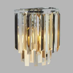 Searchlight Wandlampe Kristall B: 29 cm Rauchglas Art Déco 2x E14< Glaslampen|Kristalllampen