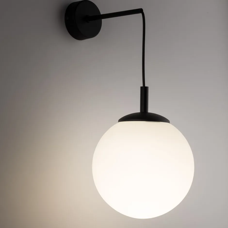 TK Lighting Wandlampe Kugelschirm Glas Metall H: 45 cm B: 18 cm E27< Wandleuchten|Küchenlampen