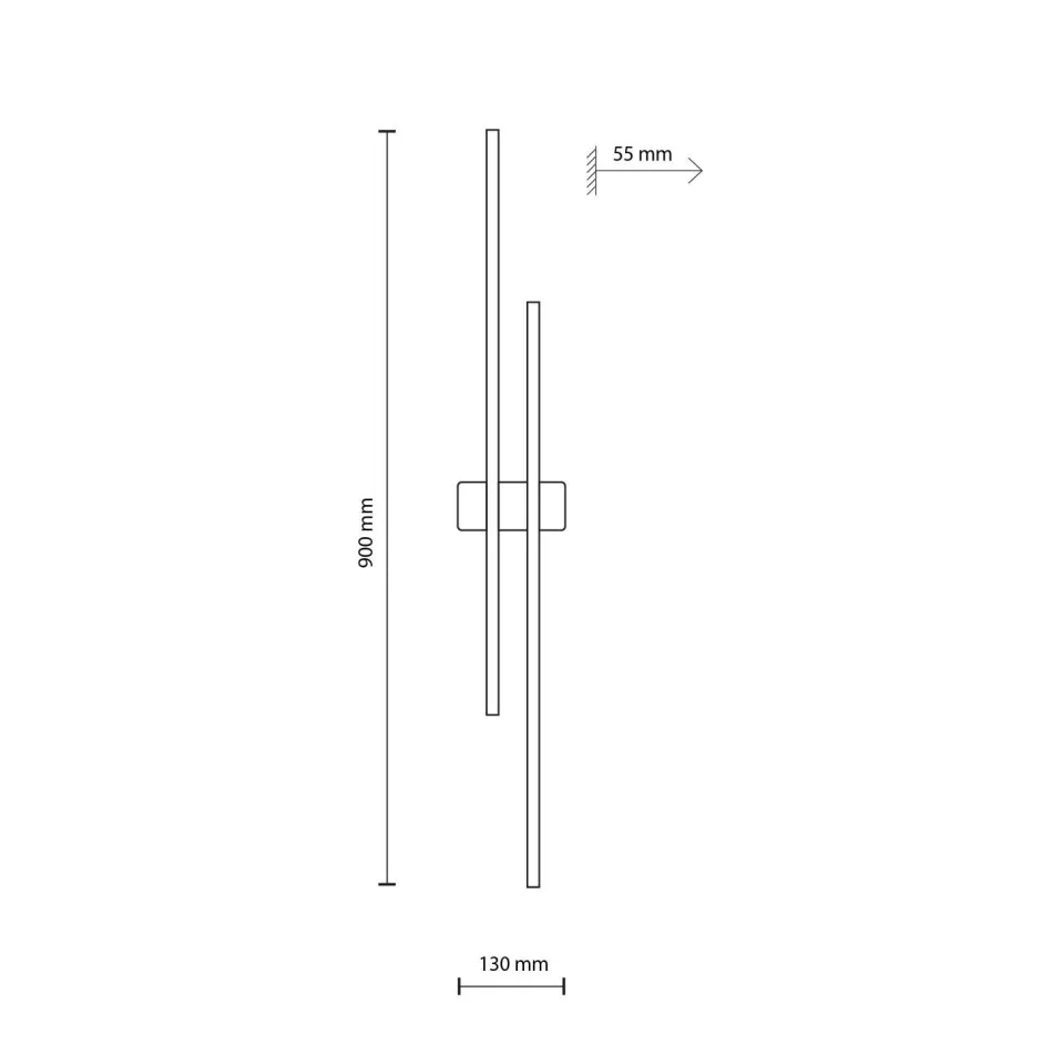 TK Lighting Wandlampe LED 90 cm hoch indirektes Licht 3000 K Metall Holz< Led Lampen|Wandleuchten