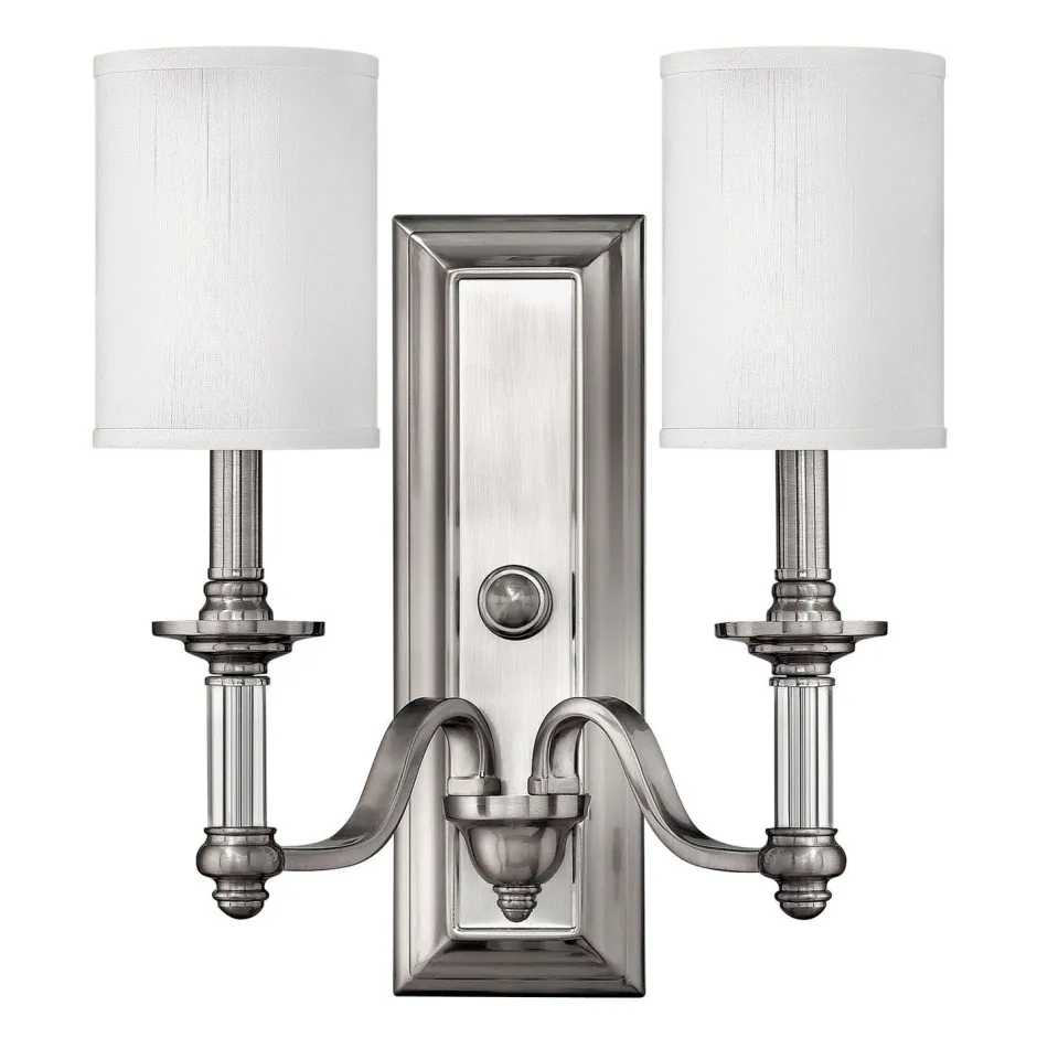 Wandleuchten|Designerlampen*Elstead Wandlampe LUANA in Nickel B:39cm 2-flmg Lampe