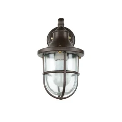 Außenwandleuchten|Rustikale Lampen*Lido Wandlampe Messing außen IP64 Rostbraun antik Maritim E27