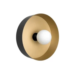 Wandleuchten|Flurlampen*Giovanni Battista Wandlampe Messing Eisen E27 D: 30 cm rund Schwarz Gold