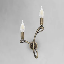 Wandleuchten|Lampen Aus Aller Welt*Giovanni Battista Wandlampe Messing 2-flammig E14 in Bronze matt FIOCCO