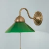Wohnzimmerlampen|Küchenlampen*Berliner Messingleuchten Wandlampe Messing Glas Grün Zugschalter E27 Jugendstil